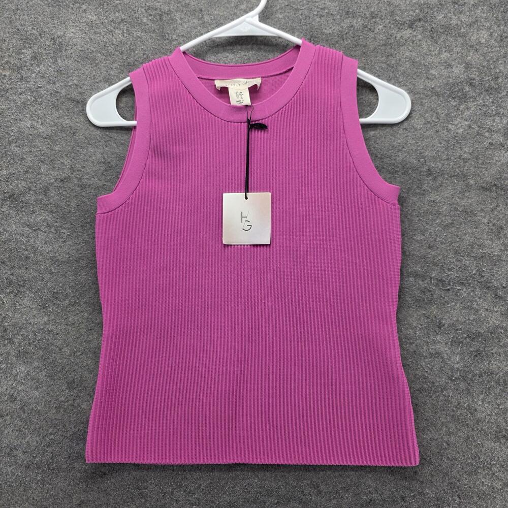 HAPPILY GREY Tank Womens M Pink Crew Neck Sleeveless Slim Knit Nylon Stretch